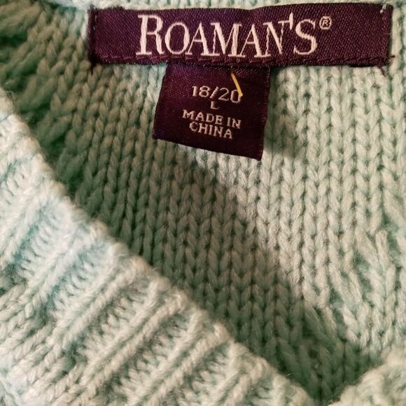 Lime Green Plus Size V-neck Long Sleeve Heavy Cable Knit Pullover Sweate… - Picture 7 of 7